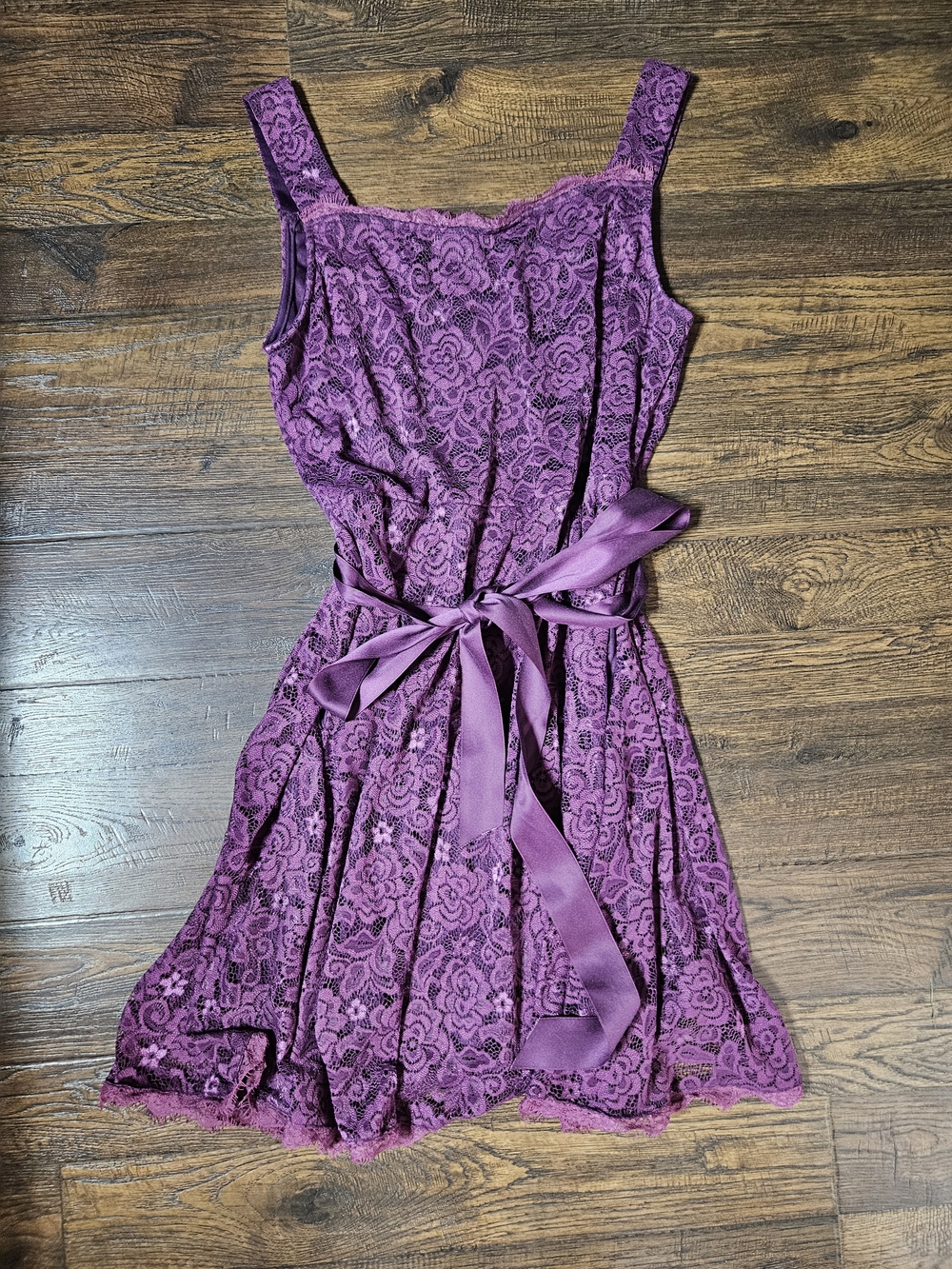 Purple Lace Formal Dress with Sash